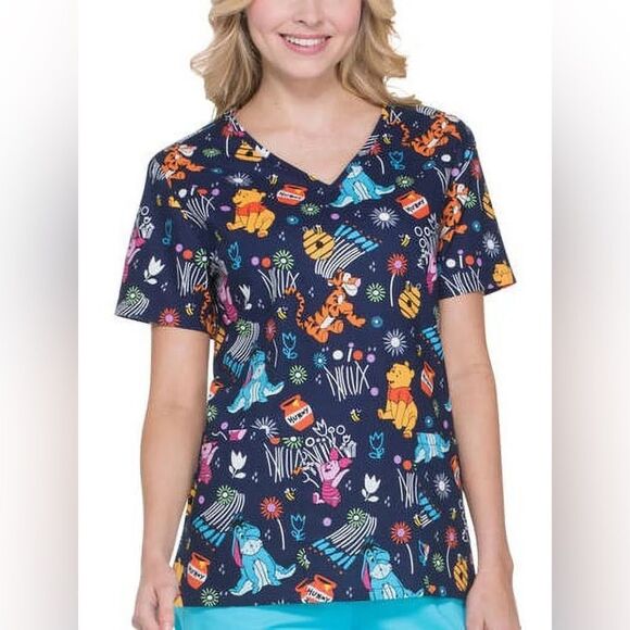 Disney, Winnie the Pooh, spring scrub top medium - Picture 1 of 12
